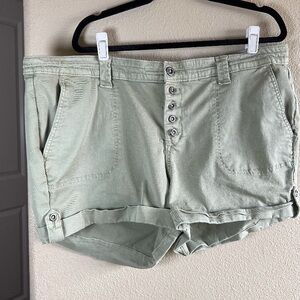 Women’s Casual Button-Front High-Rise Shorts in Sage Green Torrid size 22